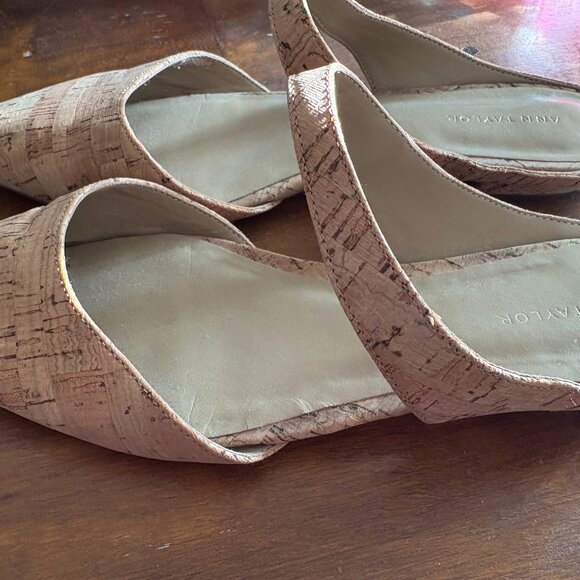 Ann Taylor Cork Elongated Cork Chic Tan Pointed Toe Shoes Flats Size 5 - Picture 2 of 4